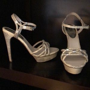 New Elie Tahari Snakeskin Platform Heels 37.5
